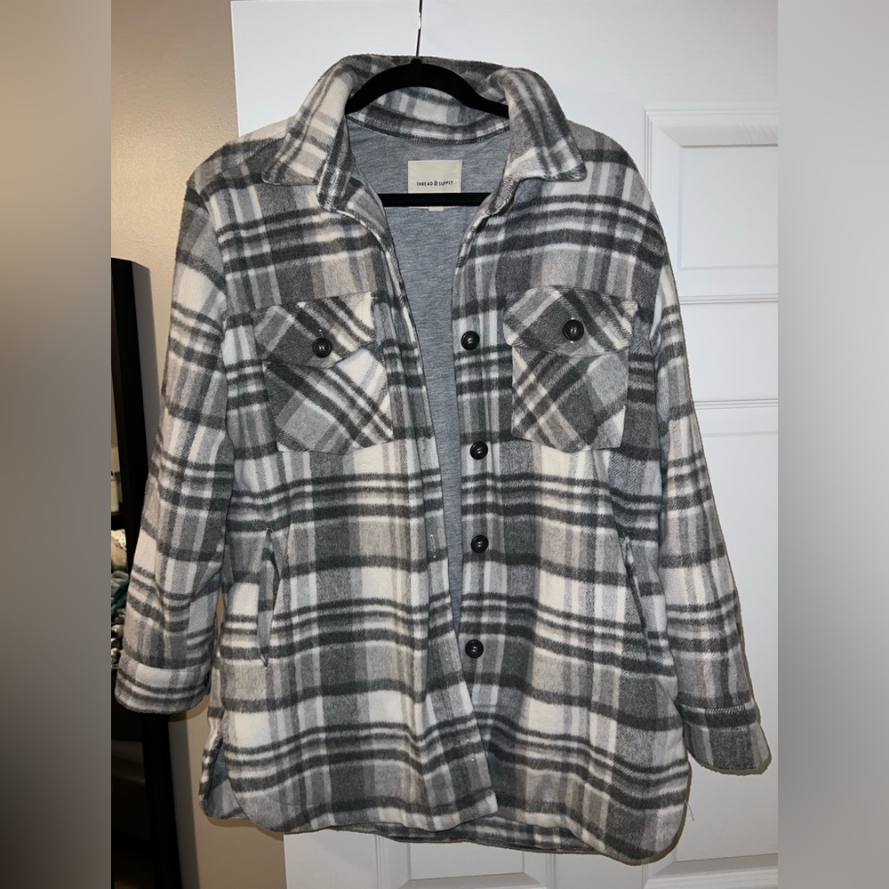 Thread and supply plaid shacket